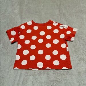 Hanna Andersson Burnt Orange and White Polka Dot Tee